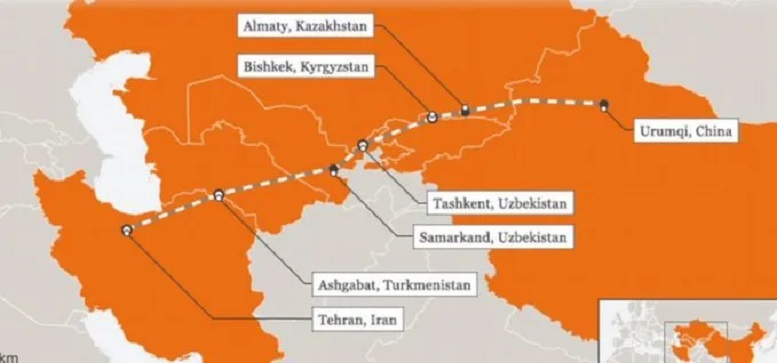 Zijderoute verbindt 西安 met Teheran. Iran wordt spil tussen 中国 en Europa buiten bereik van NAVO vloot.