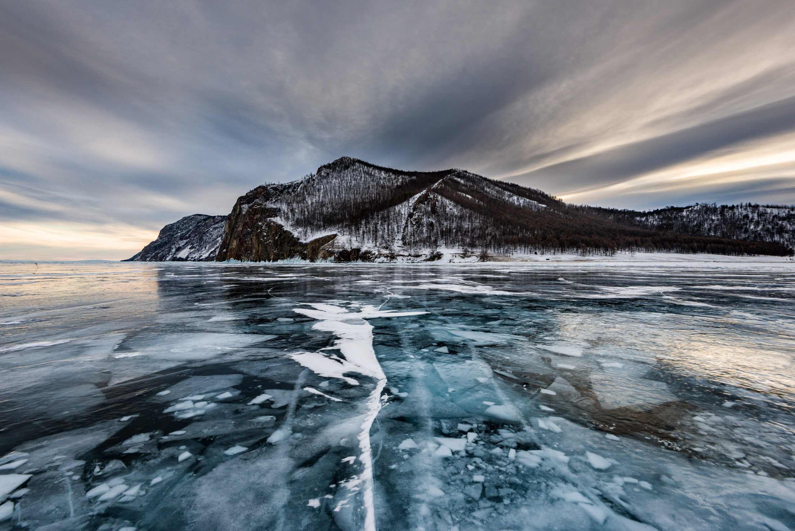 Baikal ice on sunset 3